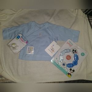 Newborn asorba kimono sweatshirt Disney teether MAM paci pacifier set